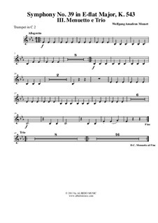 Sinfonie Nr.39 in Es-Dur, K.543: Movement III - Trumpet in C 2 (Transposed Part) by Wolfgang Amadeus Mozart