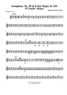 Sinfonie Nr.39 in Es-Dur, K.543: Movement IV - Trumpet in C 1 (Transposed Part) by Wolfgang Amadeus Mozart