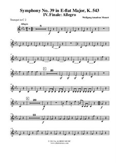 Sinfonie Nr.39 in Es-Dur, K.543: Movement IV - Trumpet in C 2 (Transposed Part) by Wolfgang Amadeus Mozart