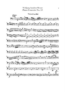 Konzert für Klavier und Orchester Nr.13 in C-Dur, K.415: Cello- und Kontrabass-Stimme by Wolfgang Amadeus Mozart