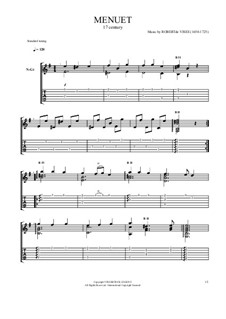 Sechs kleine Stücke für Gitarre: Nr.6 Menuett (mit Tabulatur) by Robert de Visée