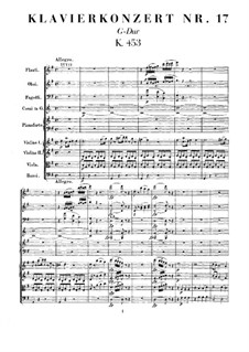 Konzert für Klavier und Orchester Nr.17 in G-Dur, K.453: Vollpartitur by Wolfgang Amadeus Mozart