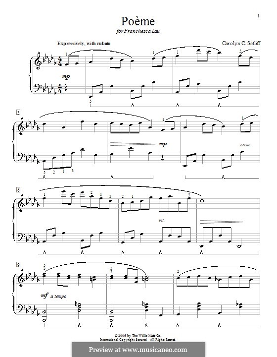 Poeme: Für Klavier by Carolyn C. Setliff