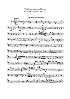 Konzert für Klavier und Orchester Nr.17 in G-Dur, K.453: Cello- und Kontrabassstimmen by Wolfgang Amadeus Mozart