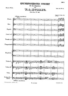 Konzert für Klavier und Orchester Nr.21 in C-Dur, K.467: Teil I by Wolfgang Amadeus Mozart