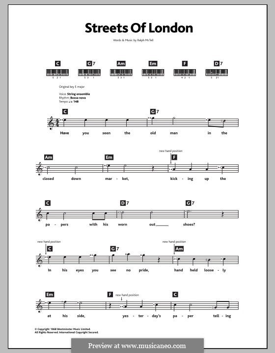 Streets of London: Für Keyboard by Ralph McTell