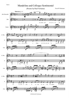 Mandoline and Colloque Sentimental for alto voice, alto recorder and guitar: Mandoline and Colloque Sentimental for alto voice, alto recorder and guitar by David W Solomons