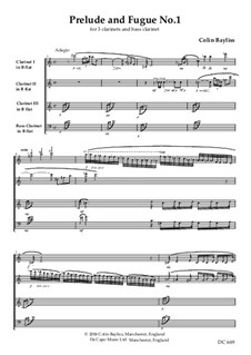 Prelude and Fugue No.1 for clarinet quartet, B144: Prelude and Fugue No.1 for clarinet quartet by Colin Bayliss