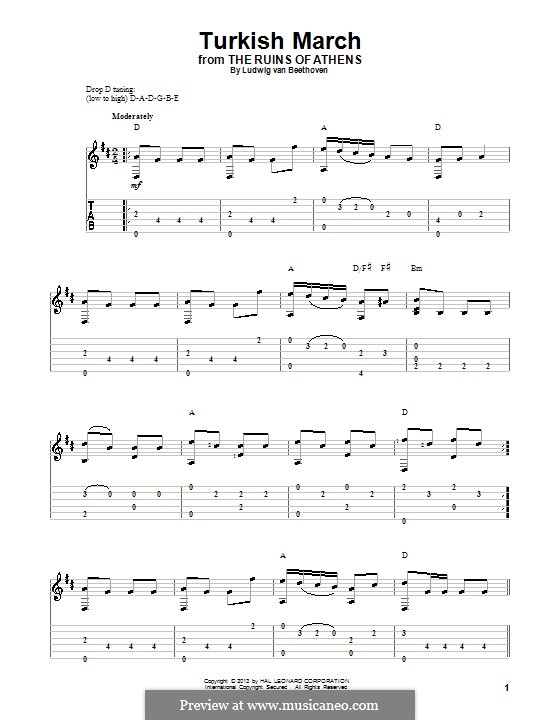 Türkischer Marsch: Für Gitarre mit Tab by Ludwig van Beethoven
