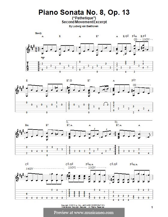 Teil II: Version für Gitarre mit Tab by Ludwig van Beethoven