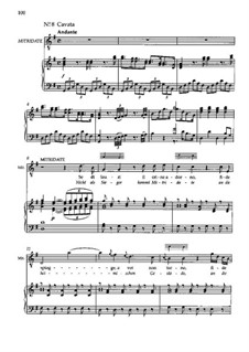 No.8 Cavatina di Mitridat 'Se di lauri il crine a dorno': Für Stimme und Klavier by Wolfgang Amadeus Mozart