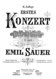 Concerto for Piano and Orchestra No.1 in E Minor : Für zwei Klaviere, vierhändig by Emil von Sauer