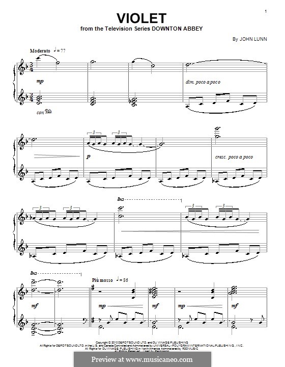 Violet: Für Klavier by John Lunn