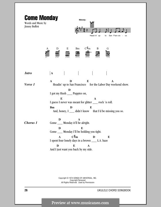 Come Monday: Für Ukulele by Jimmy Buffett