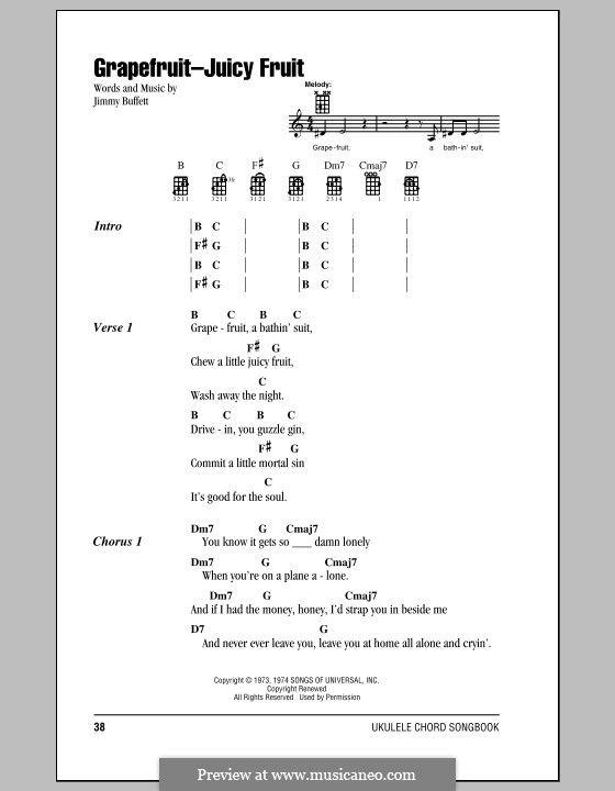 Grapefruit-Juicy Fruit: Für Ukulele by Jimmy Buffett