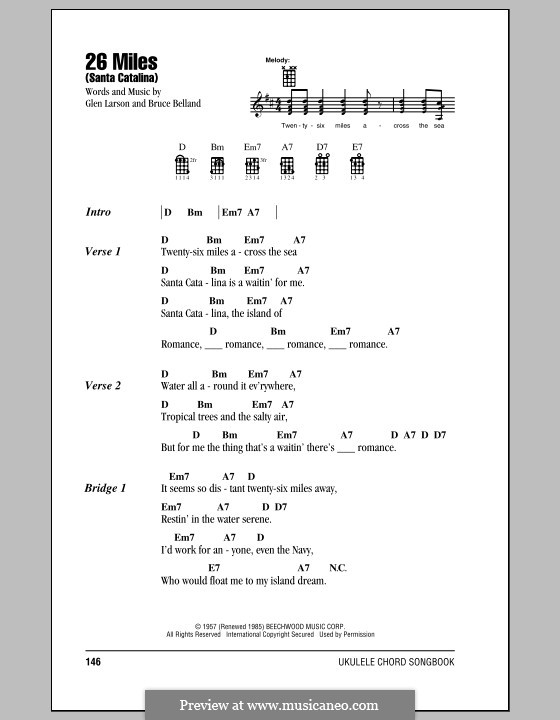 26 Miles (Santa Catalina): Für Ukulele by Bruce Belland, Glen Larson