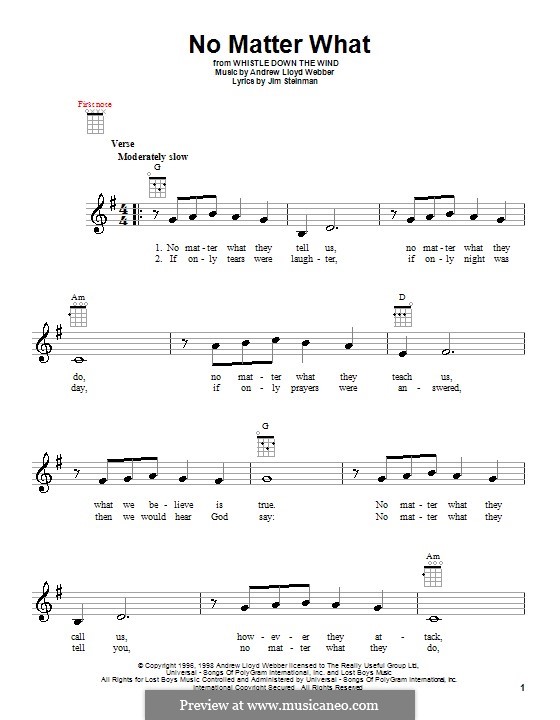 No Matter What (from Whistle Down the Wind): Für Ukulele by Andrew Lloyd Webber