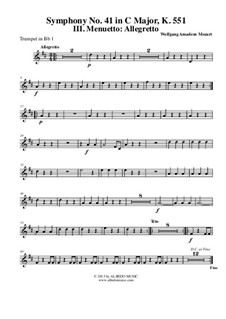 Sinfonie Nr.41 in C-Dur 'Jupiter', K.551: Movement III – trumpet in Bb I (transposed part) by Wolfgang Amadeus Mozart