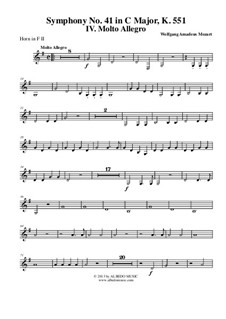 Sinfonie Nr.41 in C-Dur 'Jupiter', K.551: Movement IV – french horn II (transposed part) by Wolfgang Amadeus Mozart