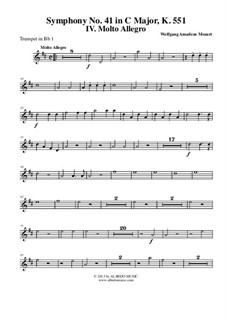 Sinfonie Nr.41 in C-Dur 'Jupiter', K.551: Movement IV – trumpet in Bb I (transposed part) by Wolfgang Amadeus Mozart