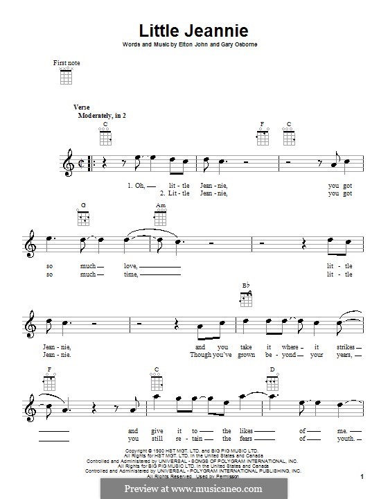 Little Jeannie (Elton John): Für Ukulele by Gary Osborne