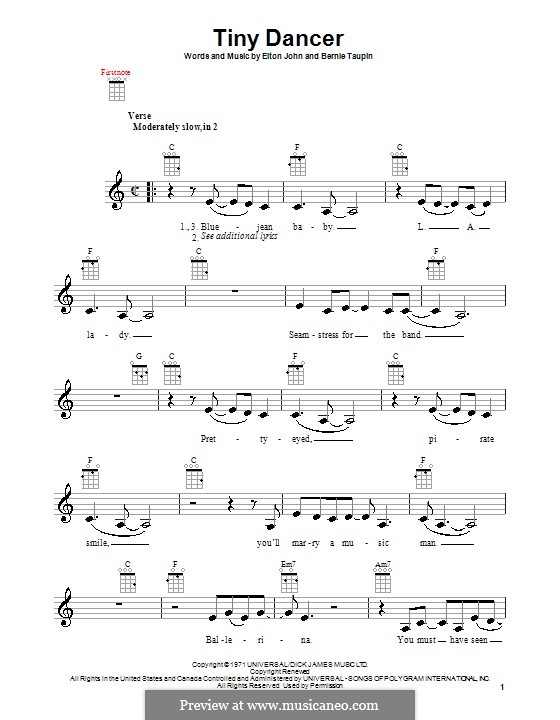 Tiny Dancer: Für Ukulele by Elton John