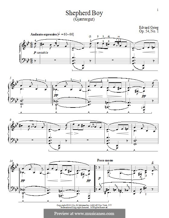 Shepherd Boy (Gjaertergut), Op.54 No.1: Für Klavier by William Westney