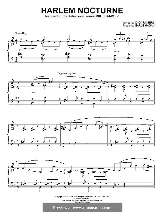 Harlem Nocturne (Duke Ellington): Für Klavier by Earle Hagen