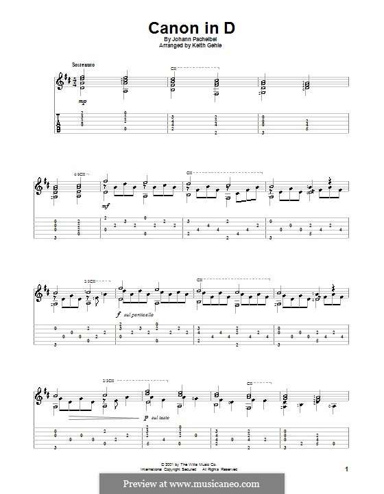 One instrument version: Für Gitarre mit Tab by Johann Pachelbel