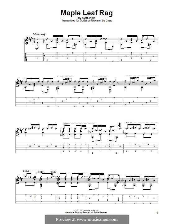 Maple Leaf Rag (Printable Scores): Für Gitarre mit Tab by Scott Joplin