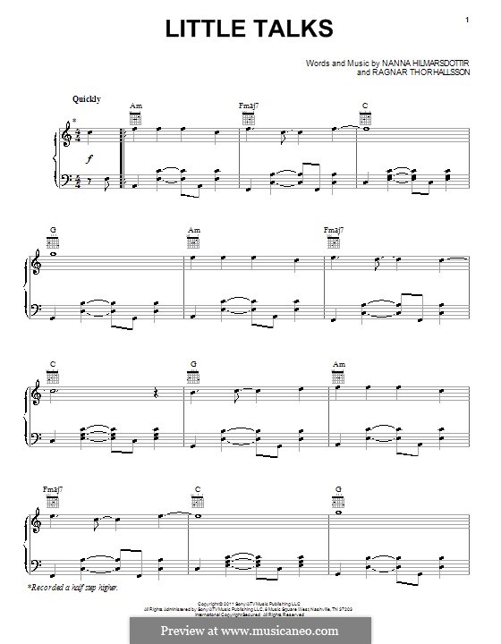 Little Talks (Of Monsters and Men): Für Stimme und Klavier (oder Gitarre) by Nanna Bryndis Hilmarsdottir, Ragnar Thorhallsson