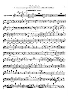 Incidental Music to Shakespeare's Play: Klarinettenstimmen by Felix Mendelssohn-Bartholdy