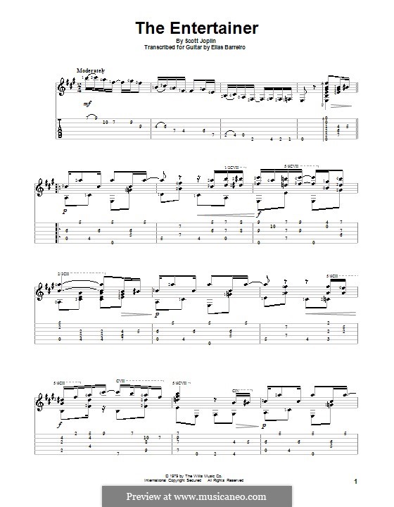 The Entertainer: Für Gitarre mit Tab by Scott Joplin