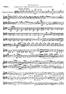 Incidental Music to Shakespeare's Play: Violastimme by Felix Mendelssohn-Bartholdy