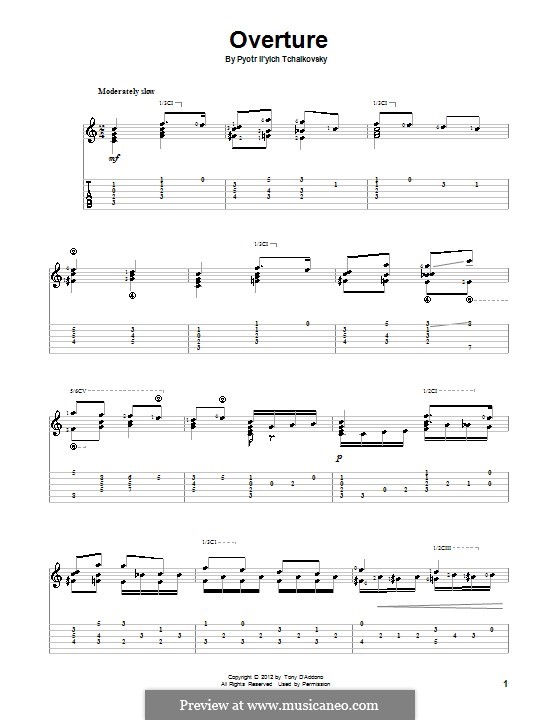 No.1 Miniature Overture : Für Gitarre mit Tab by Pjotr Tschaikowski