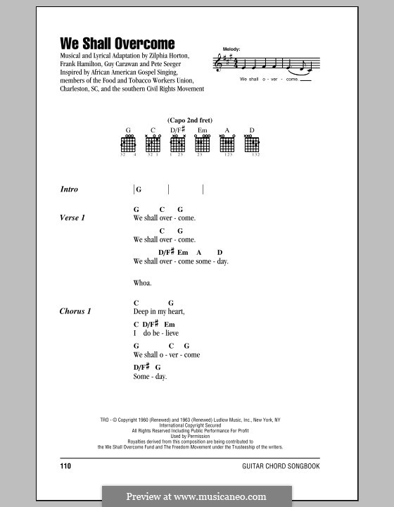 We Shall Overcome: Texte und Akkorde by Frank Hamilton, Guy Carawan, Zilphia Horton