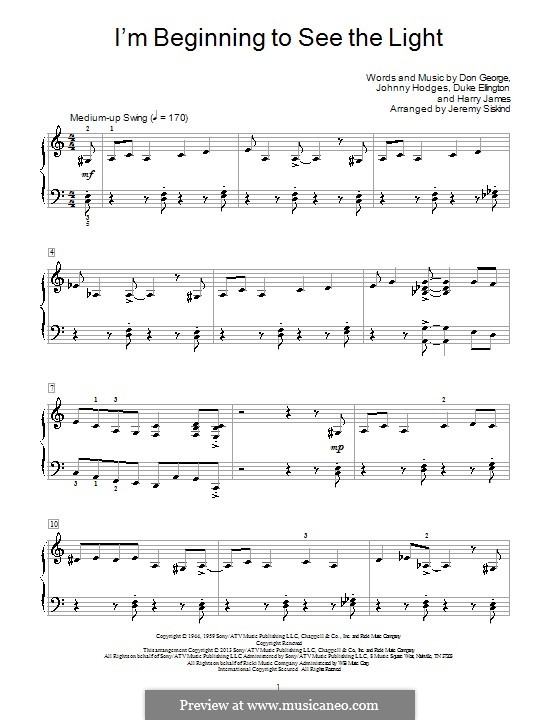 I'm Beginning to See the Light: Für Klavier by John Hodges, Don George, Duke Ellington, Harry James