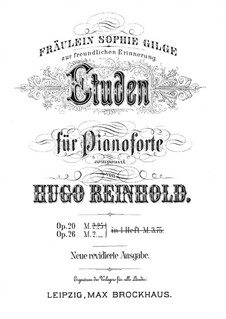 Zwei Etüden, Op.20: Zwei Etüden by Hugo Reinhold