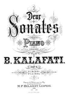 Two Sonatas for Piano, Op.4: Sonata No.1 in D Major by Wassili Kalafati