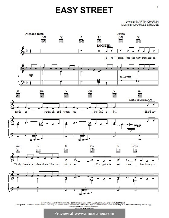 Easy Street (from Annie): Für Stimme und Klavier (oder Gitarre) by Charles Strouse