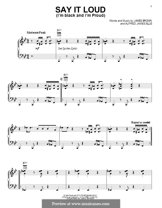 Say It Loud (I'm Black and I'm Proud): Für Stimme und Klavier (oder Gitarre) by James Brown