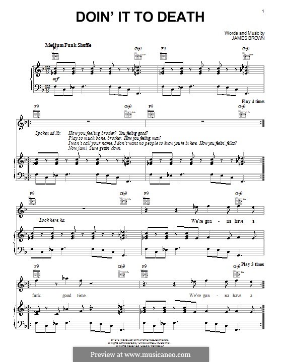 Doin' It to Death: Für Stimme und Klavier (oder Gitarre) by James Brown
