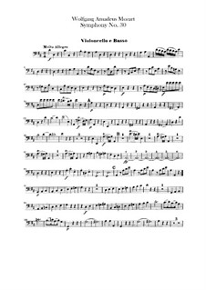 Sinfonie Nr.30 in D-Dur, K.202: Cello- und Kontrabass-Stimme by Wolfgang Amadeus Mozart