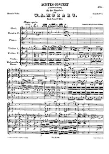 Konzert für Klavier und Orchester Nr.8 in C-Dur 'Lützow-Konzert', K.246: Teil I by Wolfgang Amadeus Mozart