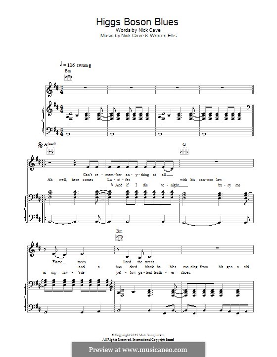 Higgs Boson Blues: Für Stimme und Klavier (oder Gitarre) by Nick Cave, Warren Ellis