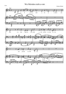 Fünf Gesänge, Op.105: No.1 Wie Melodien zieht es mir (F Major), for low voice and piano by Johannes Brahms