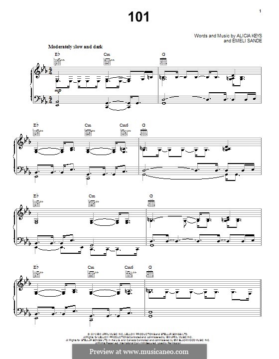 101: Für Stimme und Klavier (oder Gitarre) by Alicia Keys, Emeli Sandé