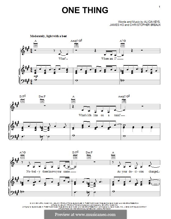 One Thing: Für Stimme und Klavier (oder Gitarre) by Alicia Keys, Chris Breaux, James Ho