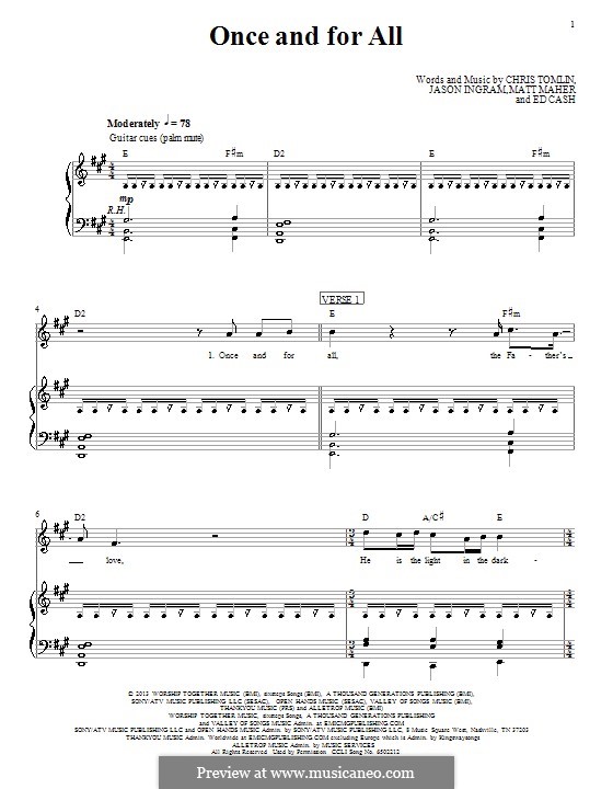 Once and for All (Passion): Für Stimme und Klavier (oder Gitarre) by Chris Tomlin, Ed Cash, Jason David Ingram, Matt Maher