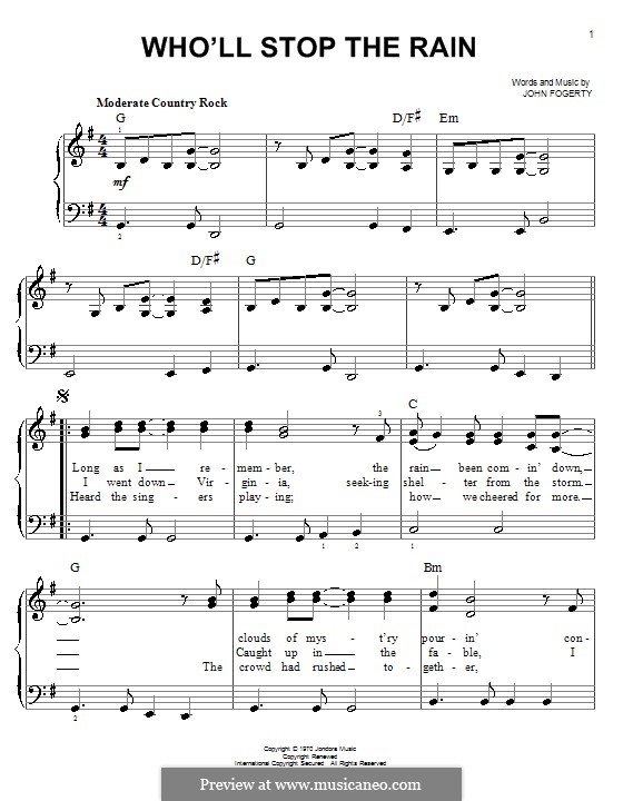 Who'll Stop the Rain (Creedence Clearwater Revival): Für Klavier by John C. Fogerty